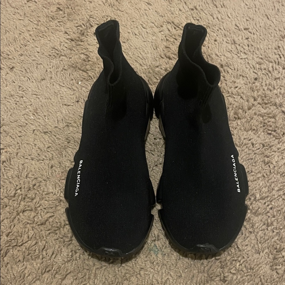 Balenciaga Black Knit High-Top Sneakers
